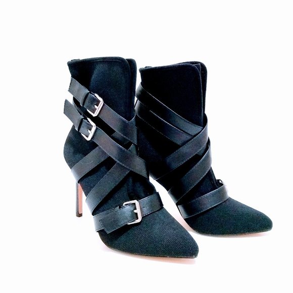 HP🌟 CATHERINE MALANDRINO POINTED STILETTO STRAP BOOTS SIZE 7.5 - Picture 3 of 13